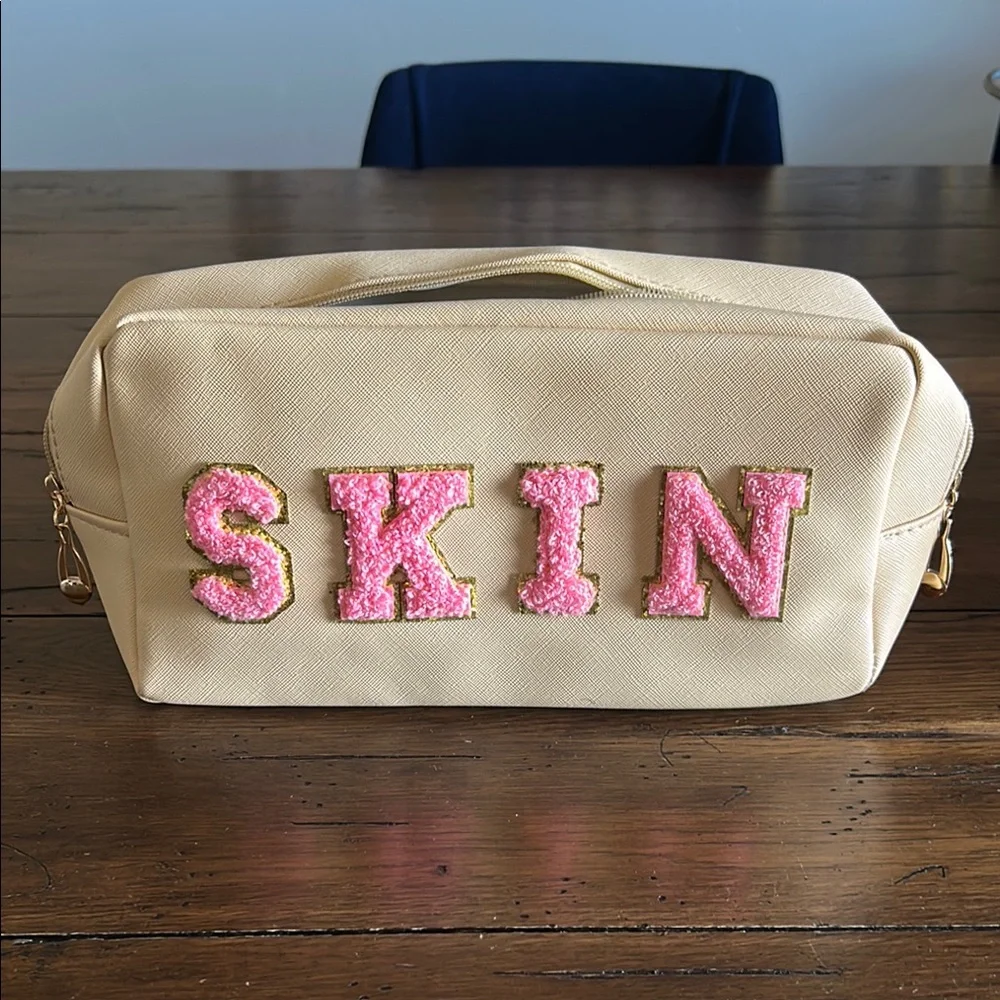 Cream and Pink Kids Bath Pouch